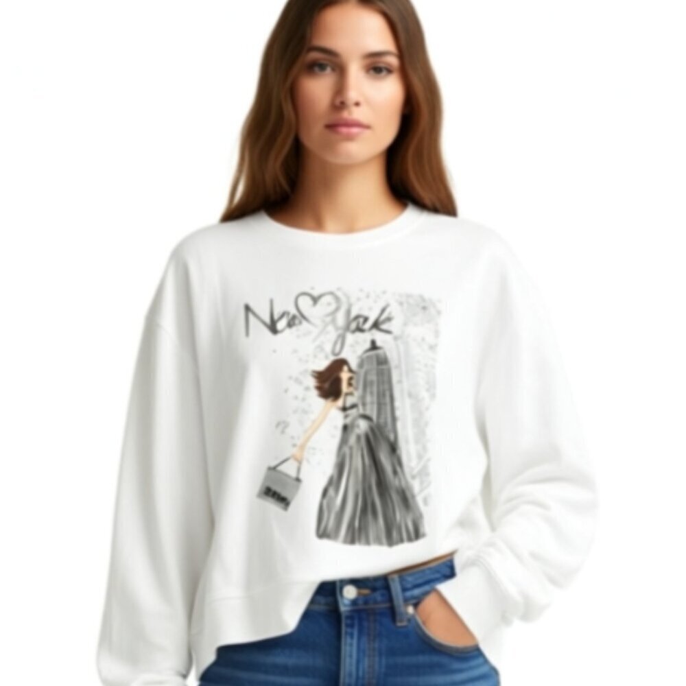 DKNY white Sweatshirt L New York Graphic NWT (B45)